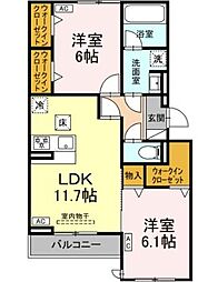 カリーノ姫宮 2LDKの間取図画像