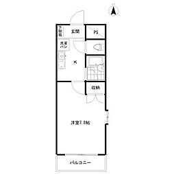 シャトレー・プランドール 1Kの間取図画像