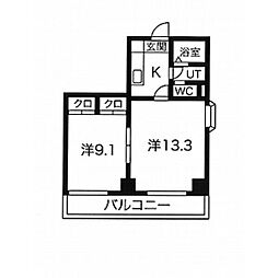 ヒルトップハウス 2Kの間取図画像