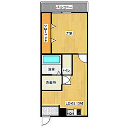 K2スクエア 1DKの間取図画像