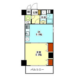 スカイフラット名古屋 1DKの間取図画像