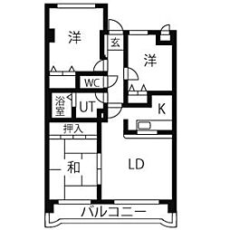 第2ヒルハイツ浅井 3LDKの間取図画像