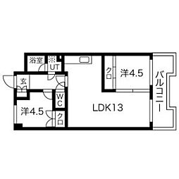 丸玉ハイツ 2LDKの間取図画像