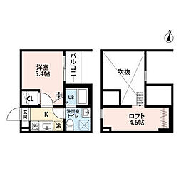 ALLURE358 1Kの間取図画像
