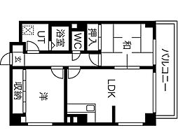 エスポワールメゾン神郷 2LDKの間取図画像