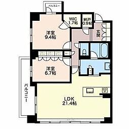 エスティメゾン白壁南 2LDKの間取図画像