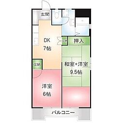 ロンシャン金山 2DKの間取図画像