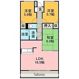 グランドヒルズ鈴木 3LDKの間取図画像