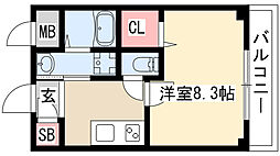 パークサイドガーデン 1Kの間取図画像