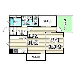 アルテクール 1LDKの間取図画像