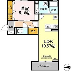 セレーノ十一番 1LDKの間取図画像