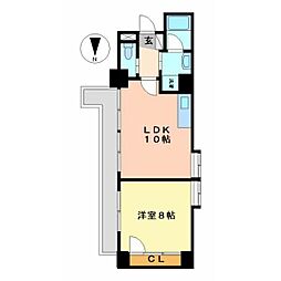 ゴールドハイツ渡辺 1LDKの間取図画像