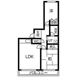 シャトーエミール 2LDKの間取図画像
