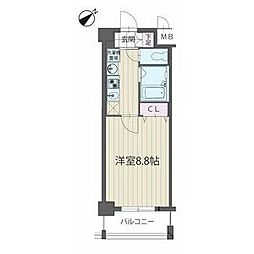 パルティール覚王山 1Kの間取図画像