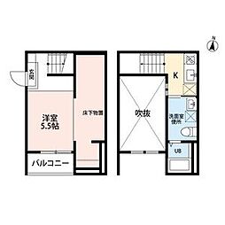 VIVA米野2 ワンルームの間取図画像