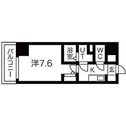 現代ハウス黄金 1Kの間取図画像