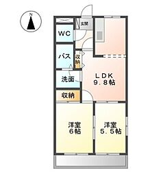 ローズハイム 2LDKの間取図画像