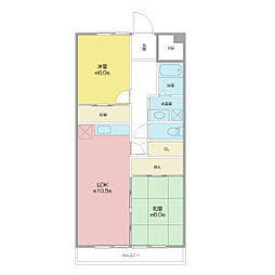シャインビル 2LDKの間取図画像