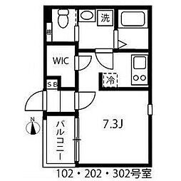 ハーモニーテラス波寄町2 ワンルームの間取図画像