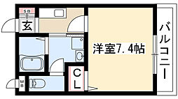 カーサ福江 1Kの間取図画像