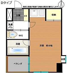 ヴィレ・ド・ソレイユ ワンルームの間取図画像