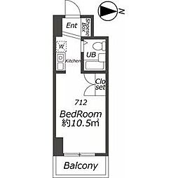 シティパルナゴヤ ワンルームの間取図画像