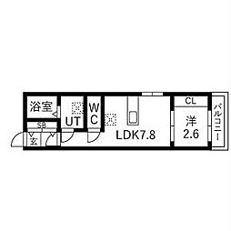 名古屋市東区矢田2丁目マンション 1LDKの間取図画像