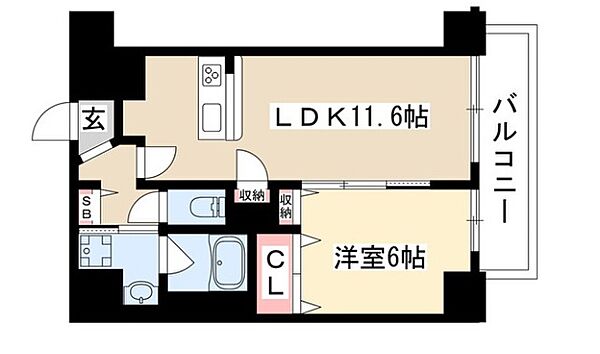 トンシェトア 703｜愛知県名古屋市中区千代田３丁目(賃貸マンション1LDK・7階・43.28㎡)の写真 その2