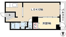 石川橋セブン 1LDKの間取図画像