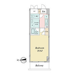 BSRESIDENCESAKAE 1Kの間取図画像