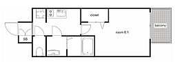プレサンス広小路通葵 1Kの間取図画像
