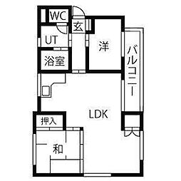 ロジィングス藤井 2LDKの間取図画像