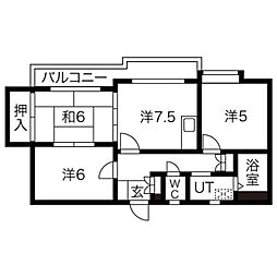 ヴィラ白壁 3DKの間取図画像