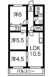 プロビデンス日比野 3LDKの間取図画像