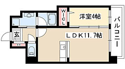エルミタージュ桜山 1LDKの間取図画像
