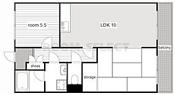 アラカワビル 2LDKの間取図画像