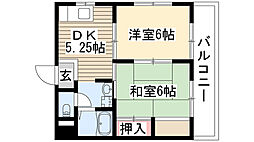 ウィン香月 2DKの間取図画像