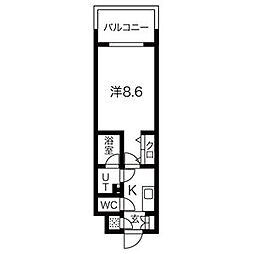フローラル東別院 1Kの間取図画像