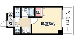 覚王山エクセル 1Kの間取図画像