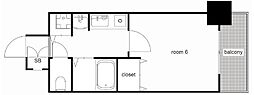 プレサンス名古屋城前 1Kの間取図画像