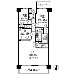 白壁パーク・ホームズ 3LDKの間取図画像