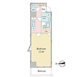 BSRESIDENCESAKAE 1Kの間取図画像