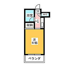 サンライズヒル ワンルームの間取図画像