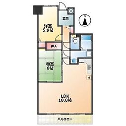 アメニティ雁道 2LDKの間取図画像