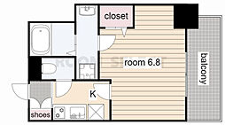 プレサンス広小路通パルス 1Kの間取図画像