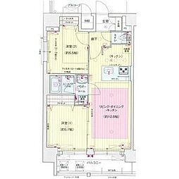 プレサンス鶴舞公園セラヴィ 2LDKの間取図画像