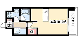 メルカーサ泉 ワンルームの間取図画像