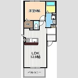 アンジュ 1LDKの間取図画像