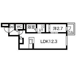 アソシエ東別院 1LDKの間取図画像