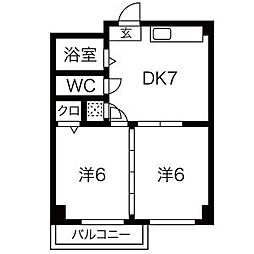 明治第3ビルディング 2DKの間取図画像